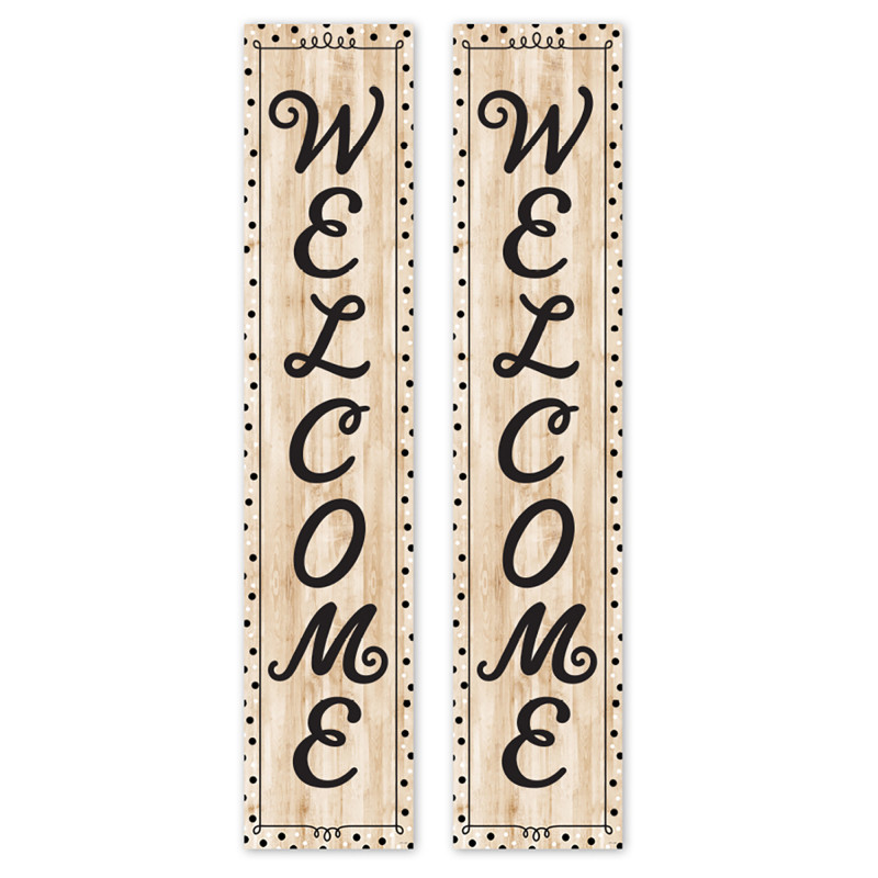 CREATIVE TEACHING PRESS Creative Teaching Press® Black, White, and Wood Welcome Banner, 8" x 39", Pack of 2