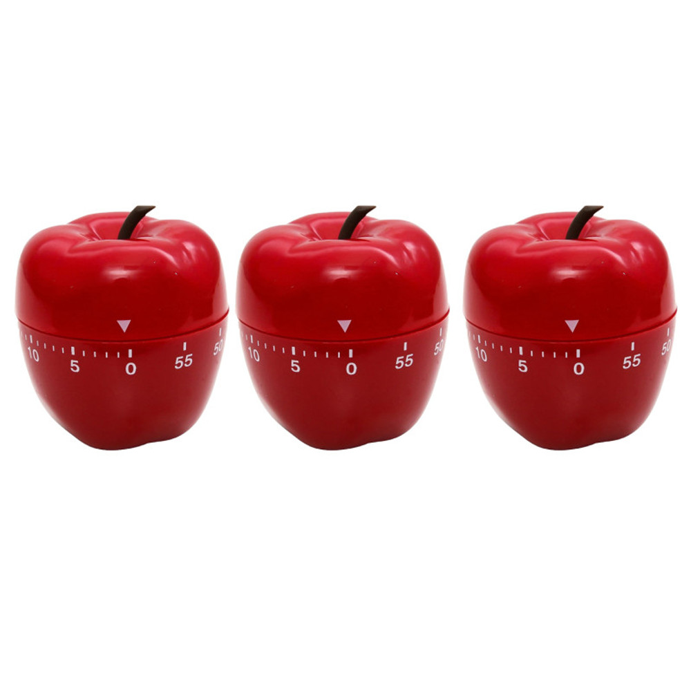 BAUMGARTENS INC Baumgartens Apple-Shaped Timer, Red, Pack of 3 BAUMGARTENS INC Baumgartens Apple-Shaped Timer, Red, Pack of 3