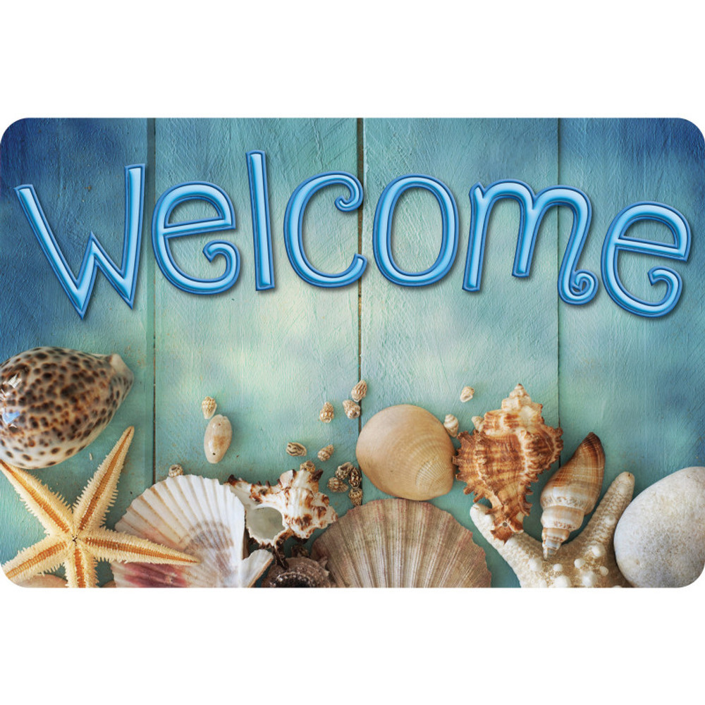 ASHLEY PRODUCTIONS Ashley Productions® The Original Fun Mat™, Welcome Mat, 15.5" x 23.5", Beach Life Welcome