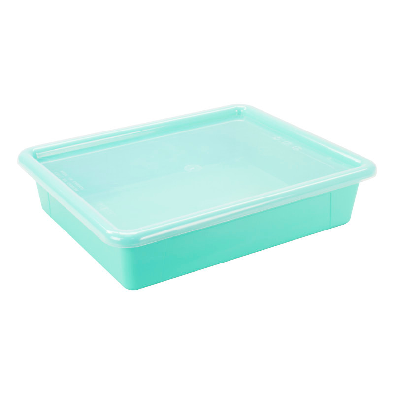STOREX INDUSTRIES Storex Flat Storage Tray with Lid, Teal