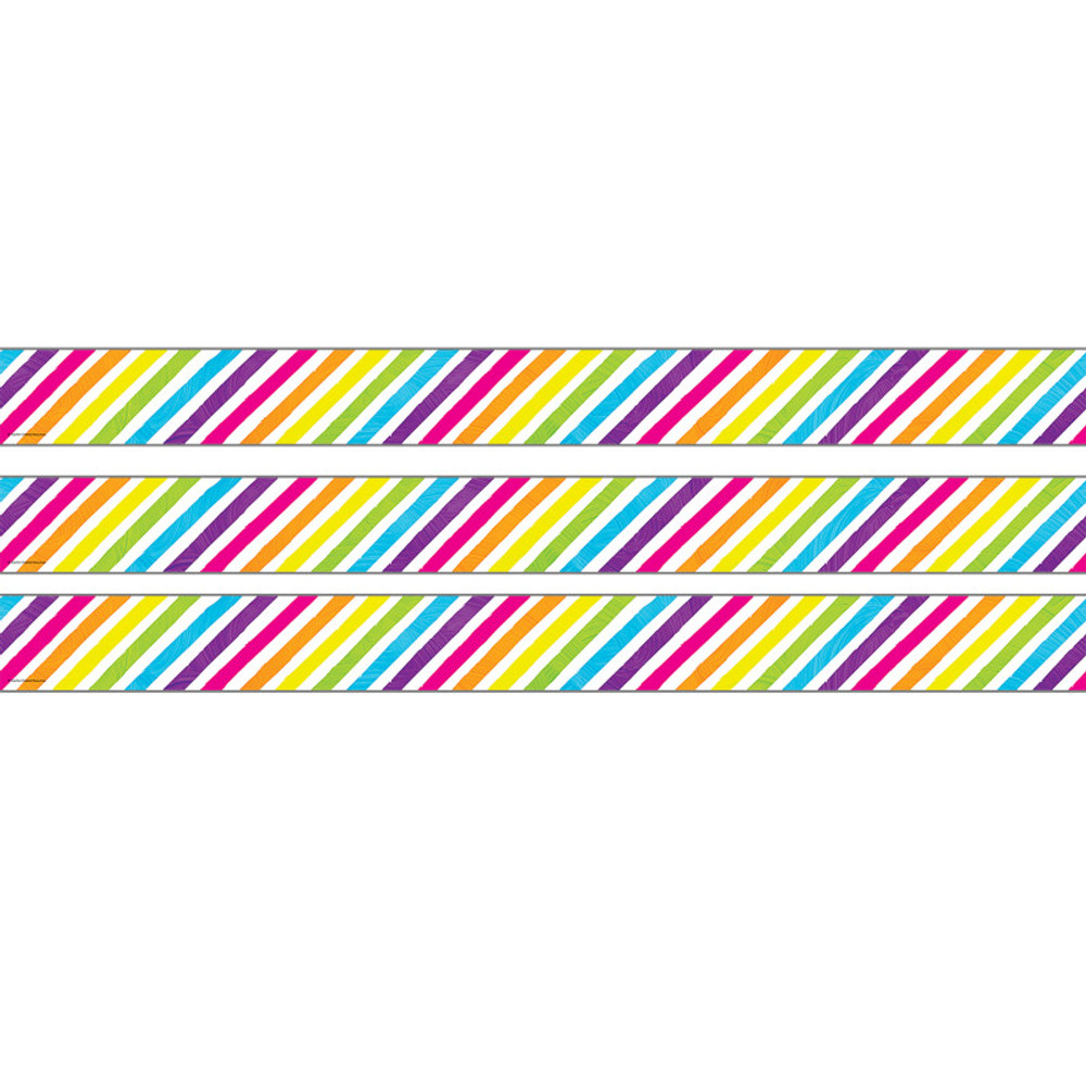 TEACHER CREATED RESOURCES Teacher Created Resources® Brights 4Ever Stripes Straight Rolled Border Trim, 50 Feet, 3 Rolls