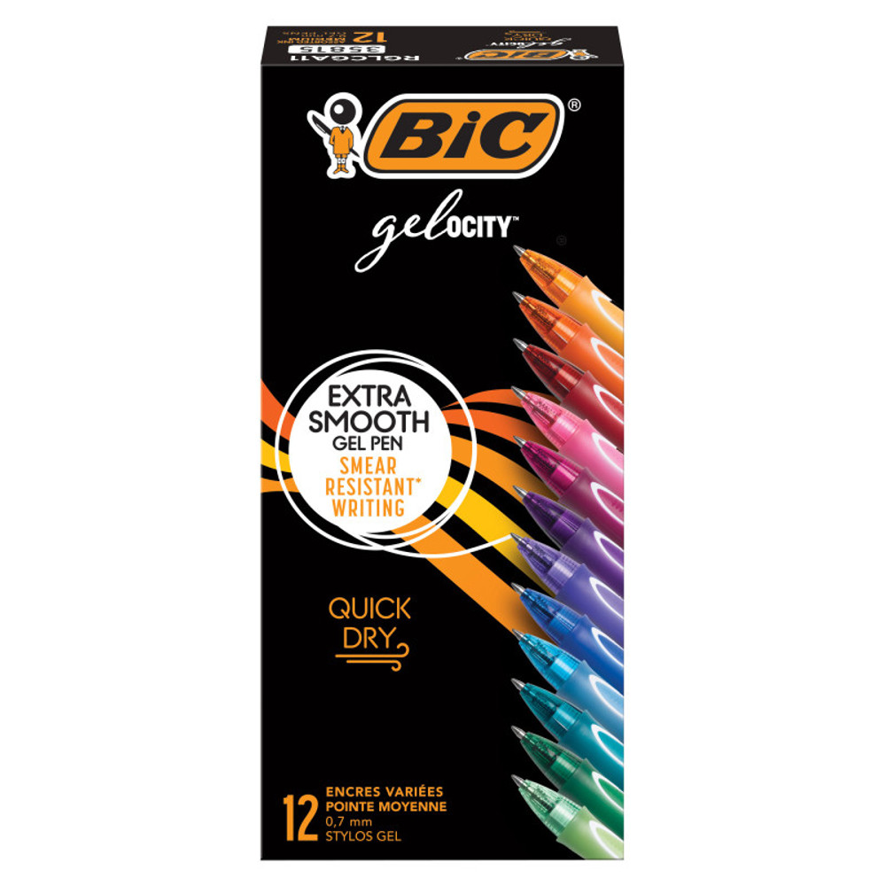 BIC USA INC BIC® Gel-ocity® Quick Dry Retractable Gel Pens, Assorted Fashion Colors, Pack of 12