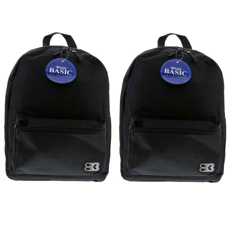 BAZIC PRODUCTS BAZIC Products® Basic Backpack, 16", Black, Pack of 2