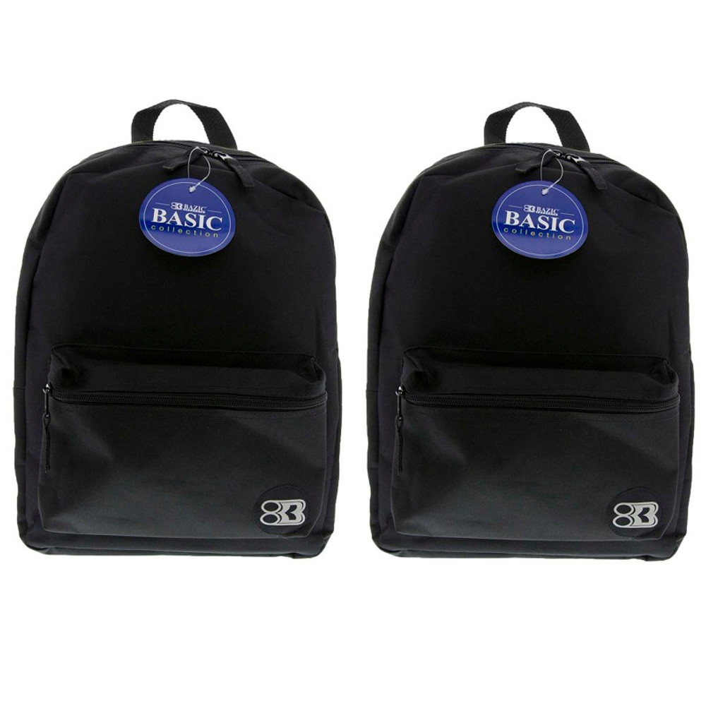 BAZIC PRODUCTS BAZIC Products® Basic Backpack, 16", Black, Pack of 2