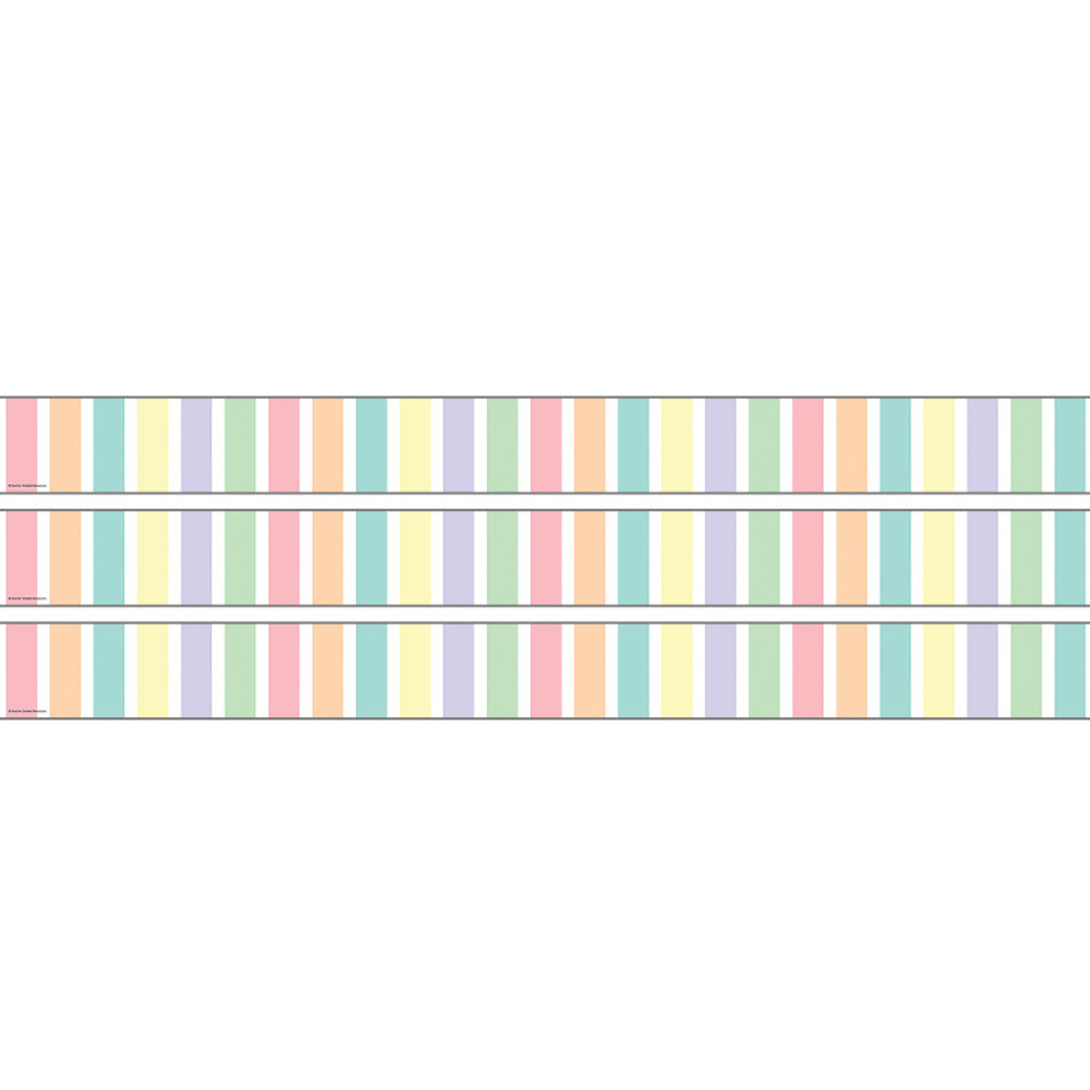 TEACHER CREATED RESOURCES Teacher Created Resources® Pastel Pop Stripes Straight Rolled Border Trim, 50 Feet, 3 Rolls