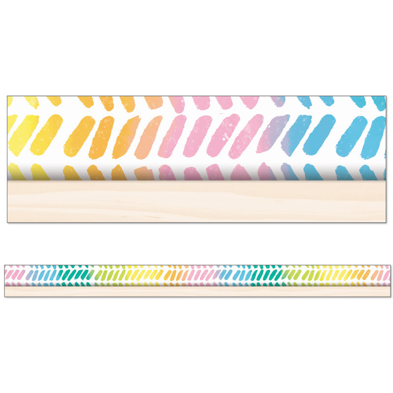 CARSON DELLOSA EDUCATION Happily Ever Elementary Creatively Inspired Watercolor Chevron Straight Borders, 36 Feet