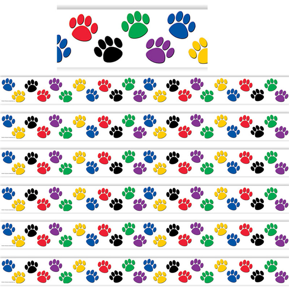 TEACHER CREATED RESOURCES Teacher Created Resources® Colorful Paw Prints Border Trim, 35 Feet Per Pack, 6 Packs TEACHER CREATED RESOURCES Teacher Created Resources® Colorful Paw Prints Border Trim, 35 Feet Per Pack, 6 Packs