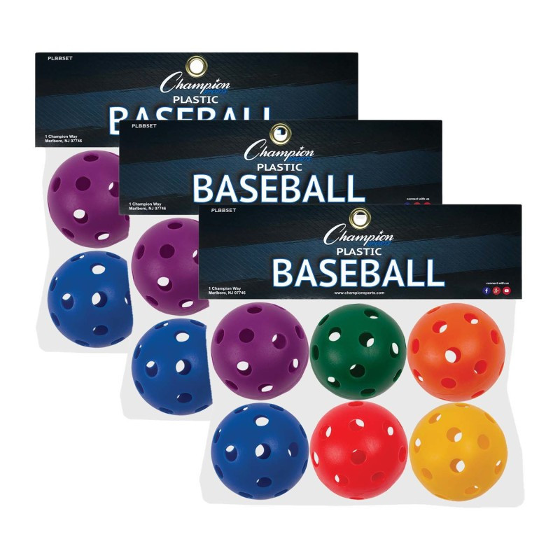 CHAMPION SPORTS Champion Sports Plastic Baseballs, 6 Per Set, 3 Sets