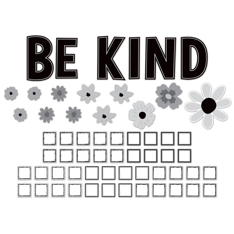 TEACHER CREATED RESOURCES Teacher Created Resources® Black and White Floral Be Kind Bulletin Board Set, 60 Pieces