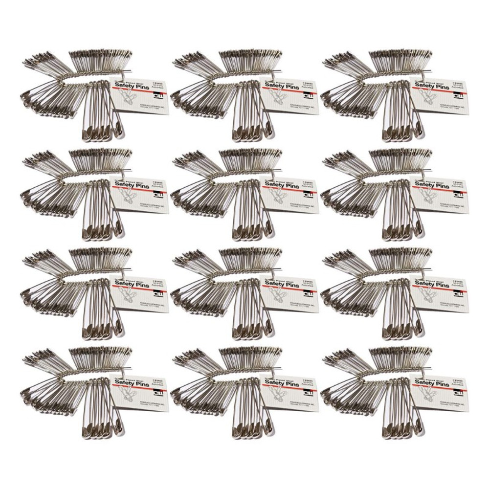 ADVANTUS Charles Leonard Safety Pins, Assorted Sizes, 50 Per Pack, 12 Packs ADVANTUS Charles Leonard Safety Pins, Assorted Sizes, 50 Per Pack, 12 Packs