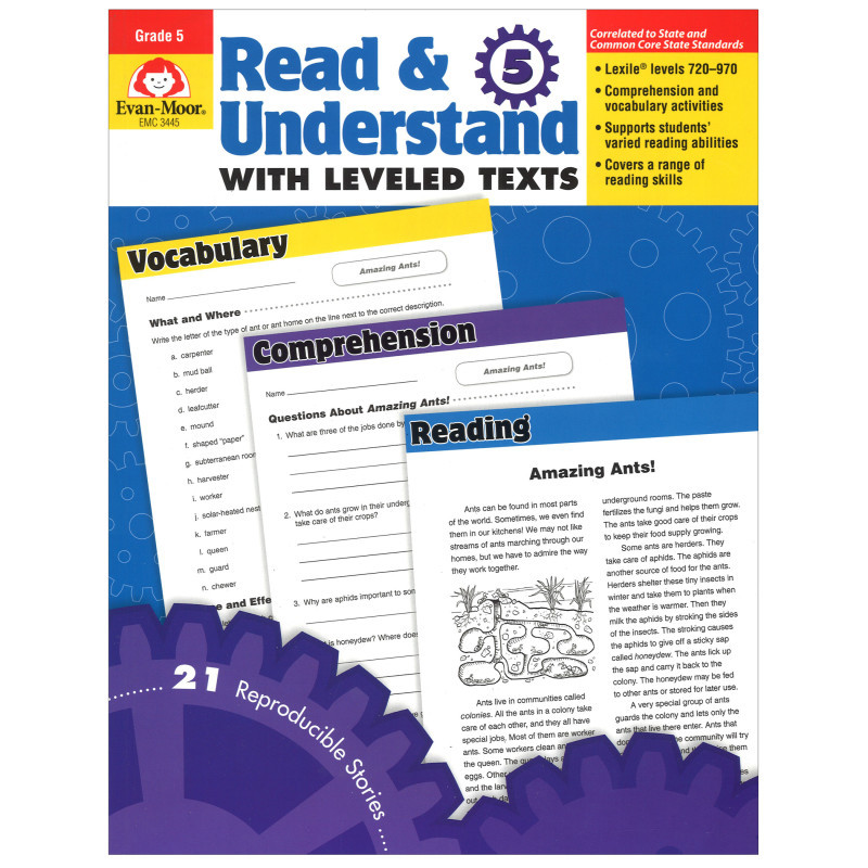 CARSON DELLOSA EDUCATION Evan-Moor Educational Publishers Read and Understand with Leveled Text Book, Grade 5