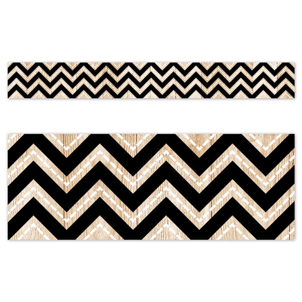 CREATIVE TEACHING PRESS Creative Teaching Press® Core Decor Black and Wood Chevron EZ Border, 48 Feet