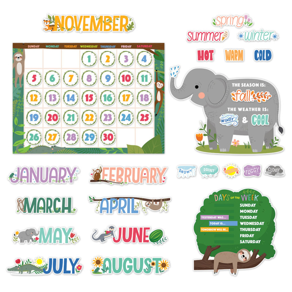 CREATIVE TEACHING PRESS Creative Teaching Press® Jungle Friends Calendar Set Bulletin Board, 67 Pieces