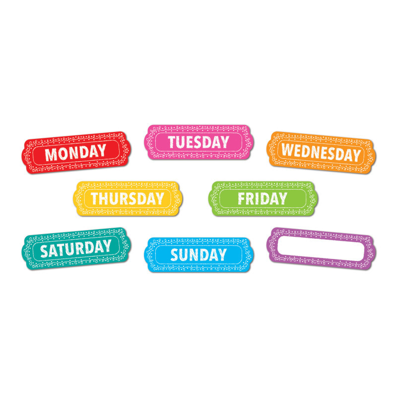 ASHLEY PRODUCTIONS Ashley Productions® Magnetic Die-Cut Timesavers & Labels, Days of the Week, Chalk Loops, 8 Pieces