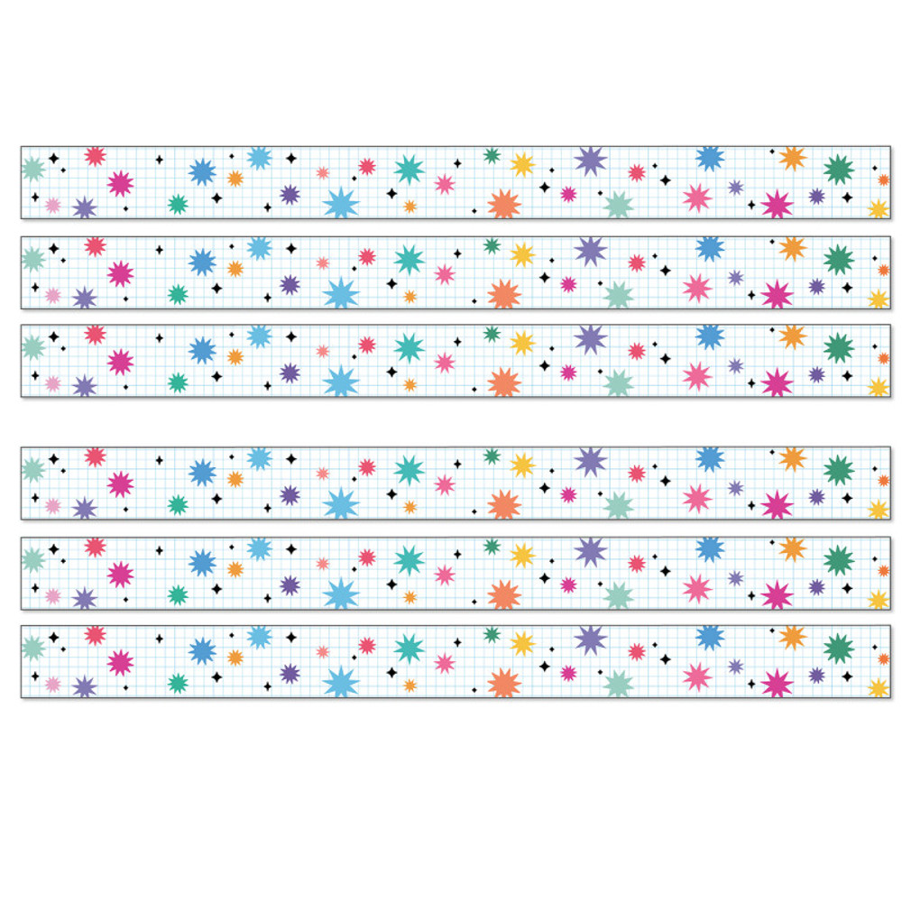 CARSON DELLOSA EDUCATION Carson Dellosa Education Happily Ever Elementary Retro Remix Bursts & Twinkles Straight Bulletin Board Borders, 36 Feet Per Pack, 6 Packs