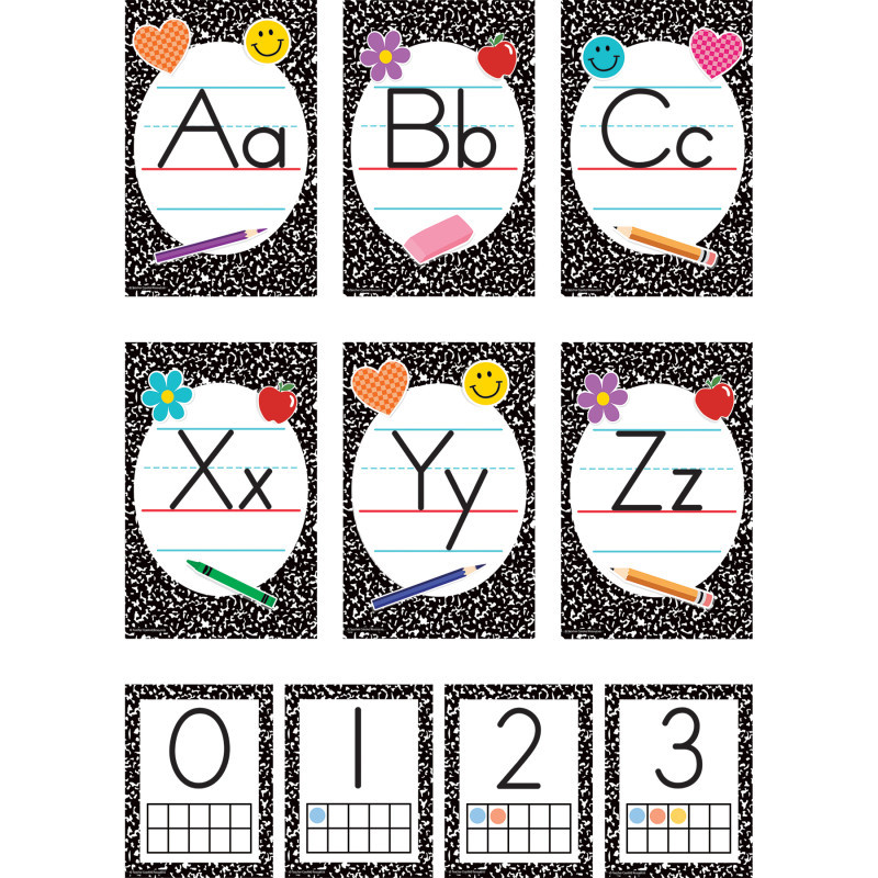 TEACHER CREATED RESOURCES Teacher Created Resources® Cool for School Composition Alphabet Bulletin Board Set, 37 Pieces