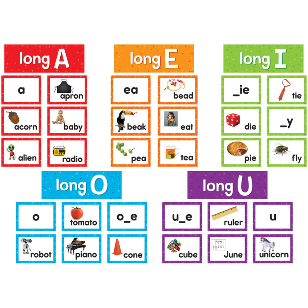 TEACHER CREATED RESOURCES Teacher Created Resources® Long Vowels Pocket Chart Cards, 205 Pieces