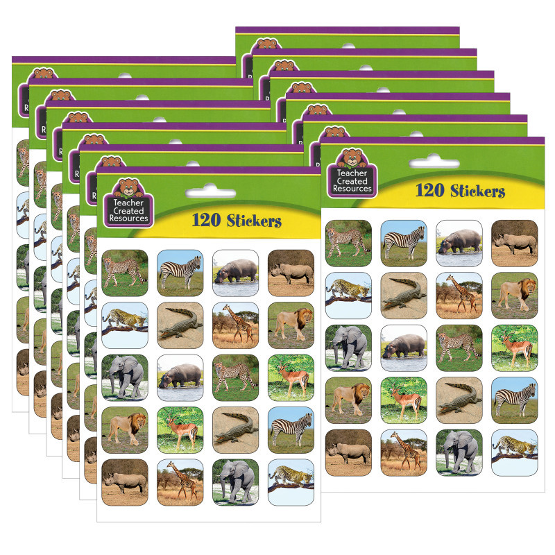 TEACHER CREATED RESOURCES Teacher Created Resources® Safari Animals Stickers, 120 Per Pack, 12 Packs