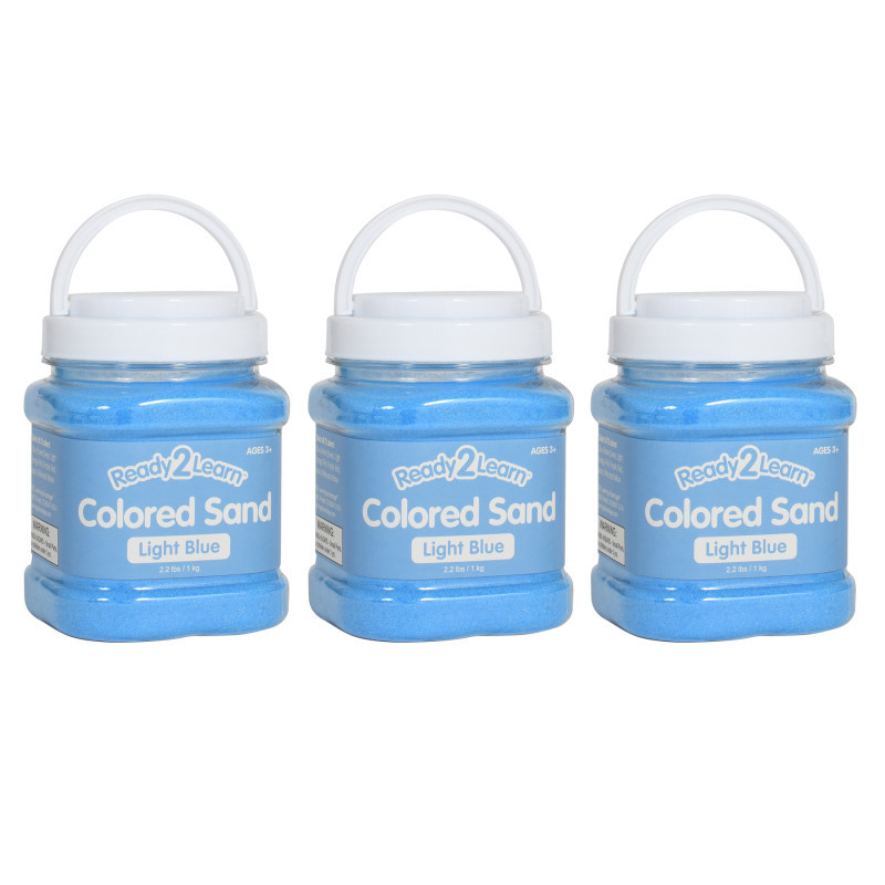 LEARNING ADVANTAGE READY 2 LEARN™ Colored Sand - Light Blue - 2.2 lb. Jar - Pack of 3