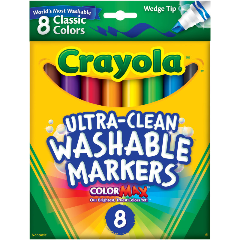 CRAYOLA LLC Crayola® Ultra-Clean Washable Markers, Wedge Tip, 8 Count