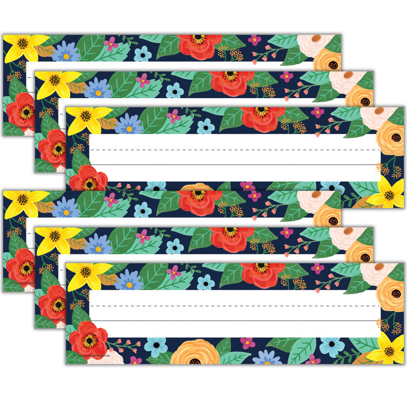 TEACHER CREATED RESOURCES Teacher Created Resources® Wildflowers Flat Name Plates, 36 Per Pack, 6 Packs