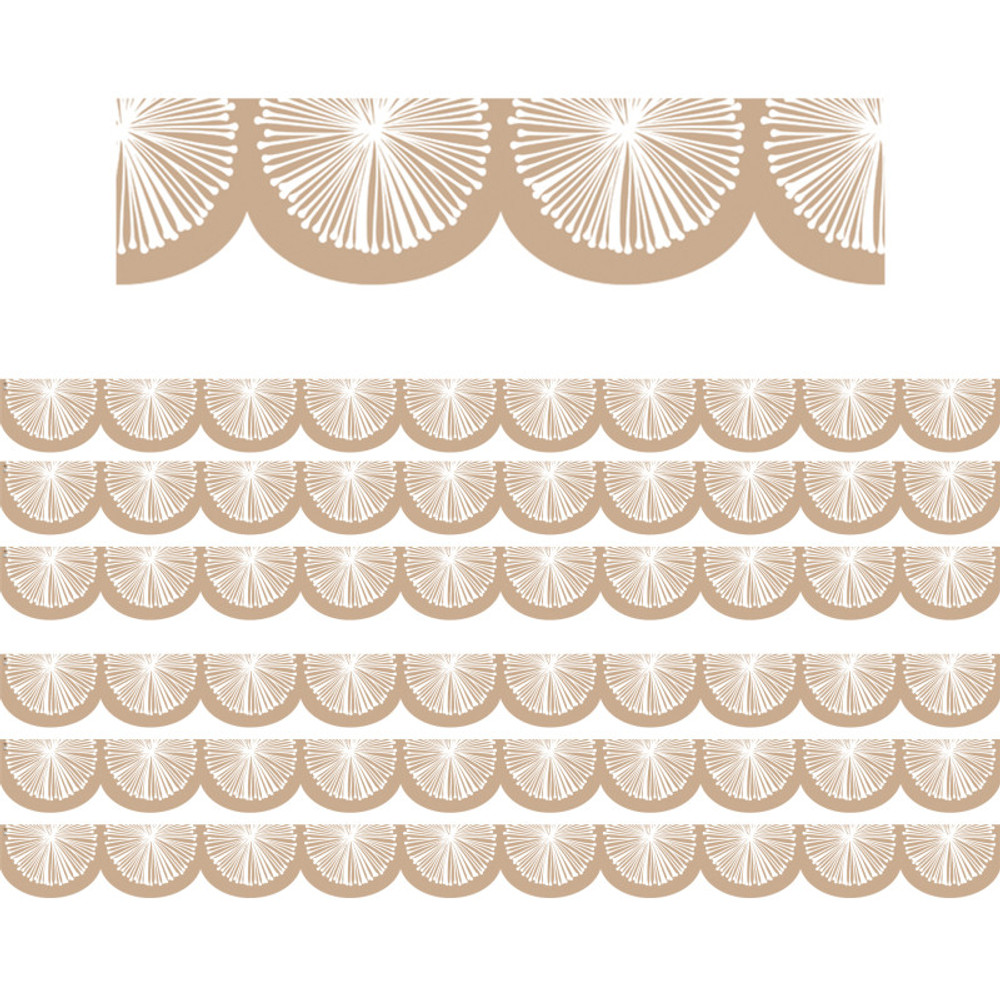 TEACHER CREATED RESOURCES Teacher Created Resources® Natural Poms Scalloped Die-Cut Border Trim, 35 Feet Per Pack, 6 Packs