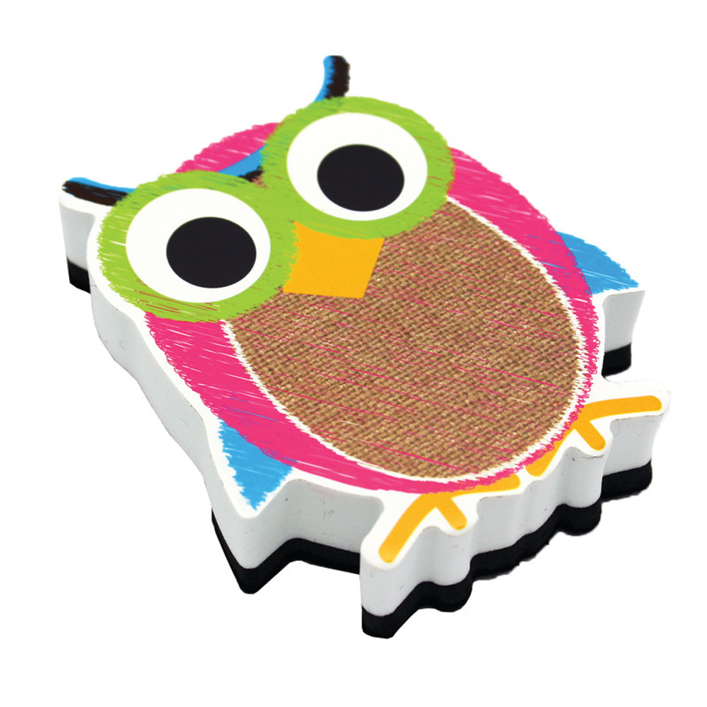 ASHLEY PRODUCTIONS Ashley Productions® Magnetic Whiteboard Eraser, Burlap Scribble Owl