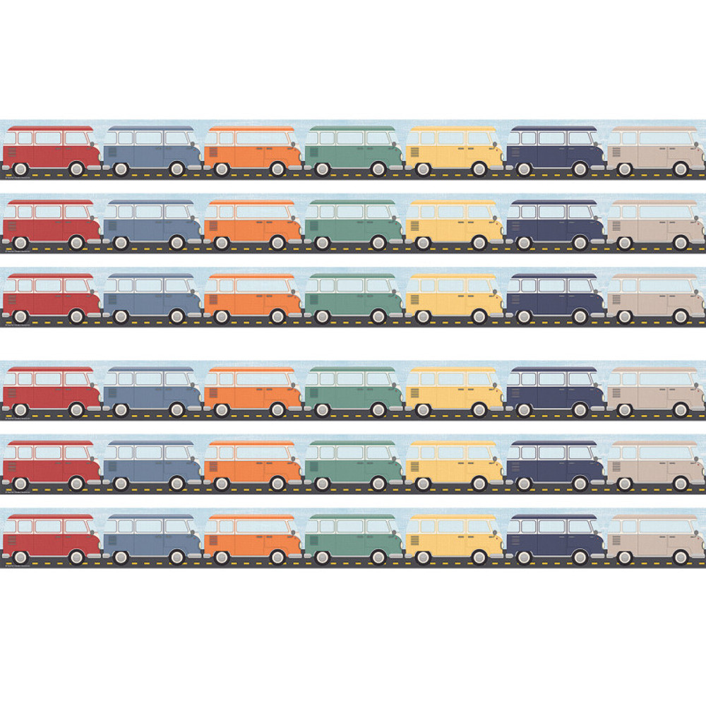 TEACHER CREATED RESOURCES Teacher Created Resources® Moving Mountains Road Trip Camper Vans Straight Border Trim, 35 Feet Per Pack, 6 Packs