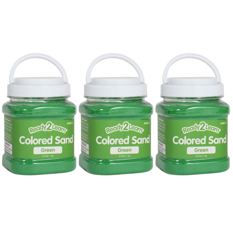 LEARNING ADVANTAGE READY 2 LEARN™ Colored Sand - Green - 2.2 lb. Jar - Pack of 3