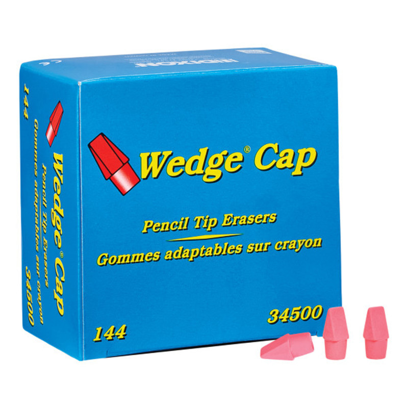 DIXON TICONDEROGA CO Dixon® Wedge Pencil Cap Erasers, Pink, Pack of 144