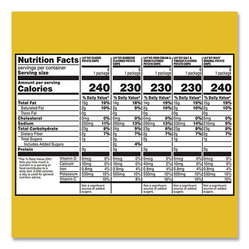 FRITO-LAY, INC. 22002672 Potato Chip Variety Mix, Assorted Flavors, 1.5 oz Bag, 30 Bags/Carton