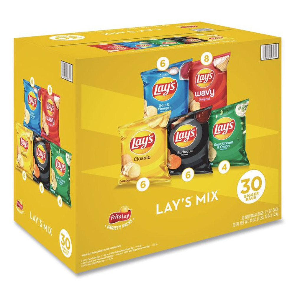 FRITO-LAY, INC. 22002672 Potato Chip Variety Mix, Assorted Flavors, 1.5 oz Bag, 30 Bags/Carton