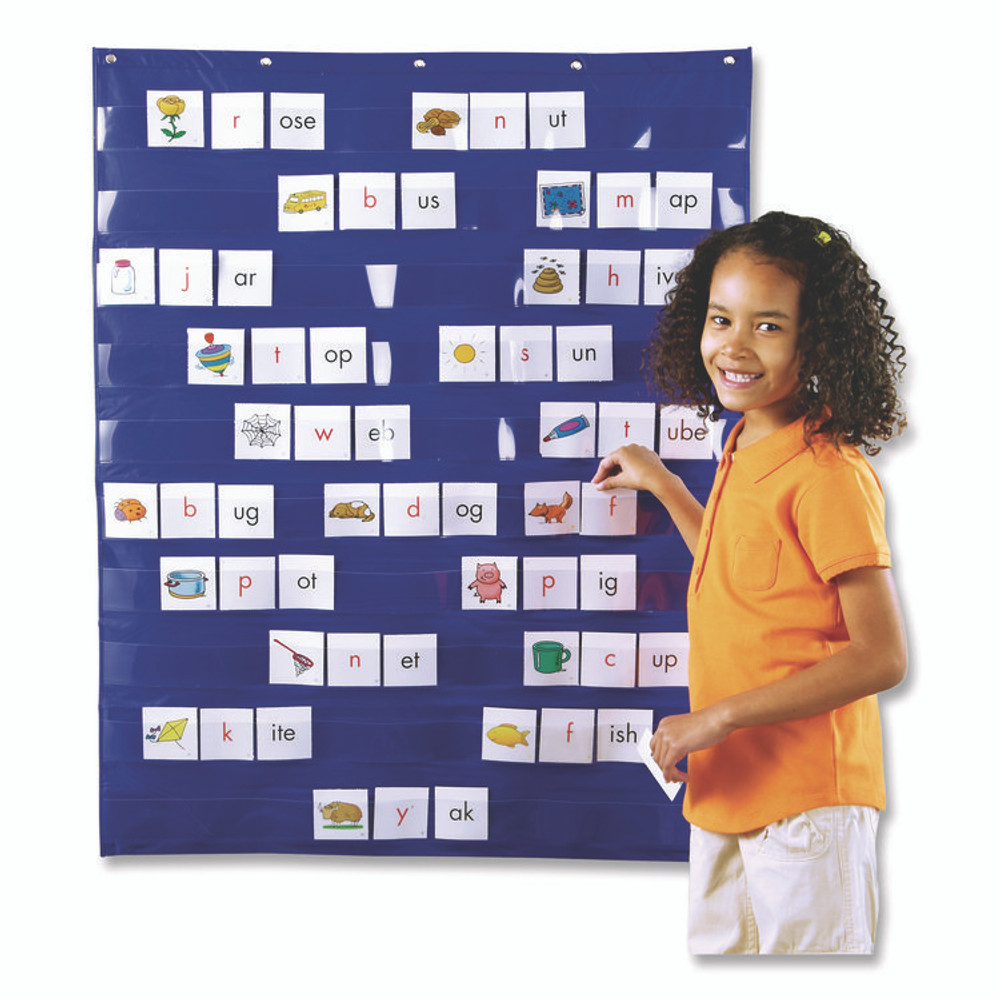 LEARNING RESOURCES LER2206 Pocket Chart, 10 Pockets, 33.5 x 42, Blue