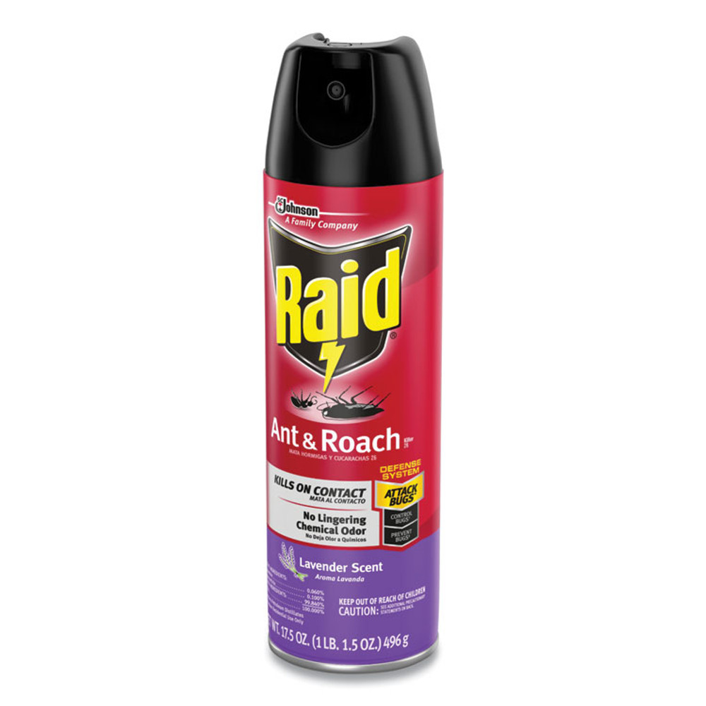 SC JOHNSON Raid® 386221 Ant and Roach Killer, 17.5 oz Aerosol Spray, Lavender, 12/Carton