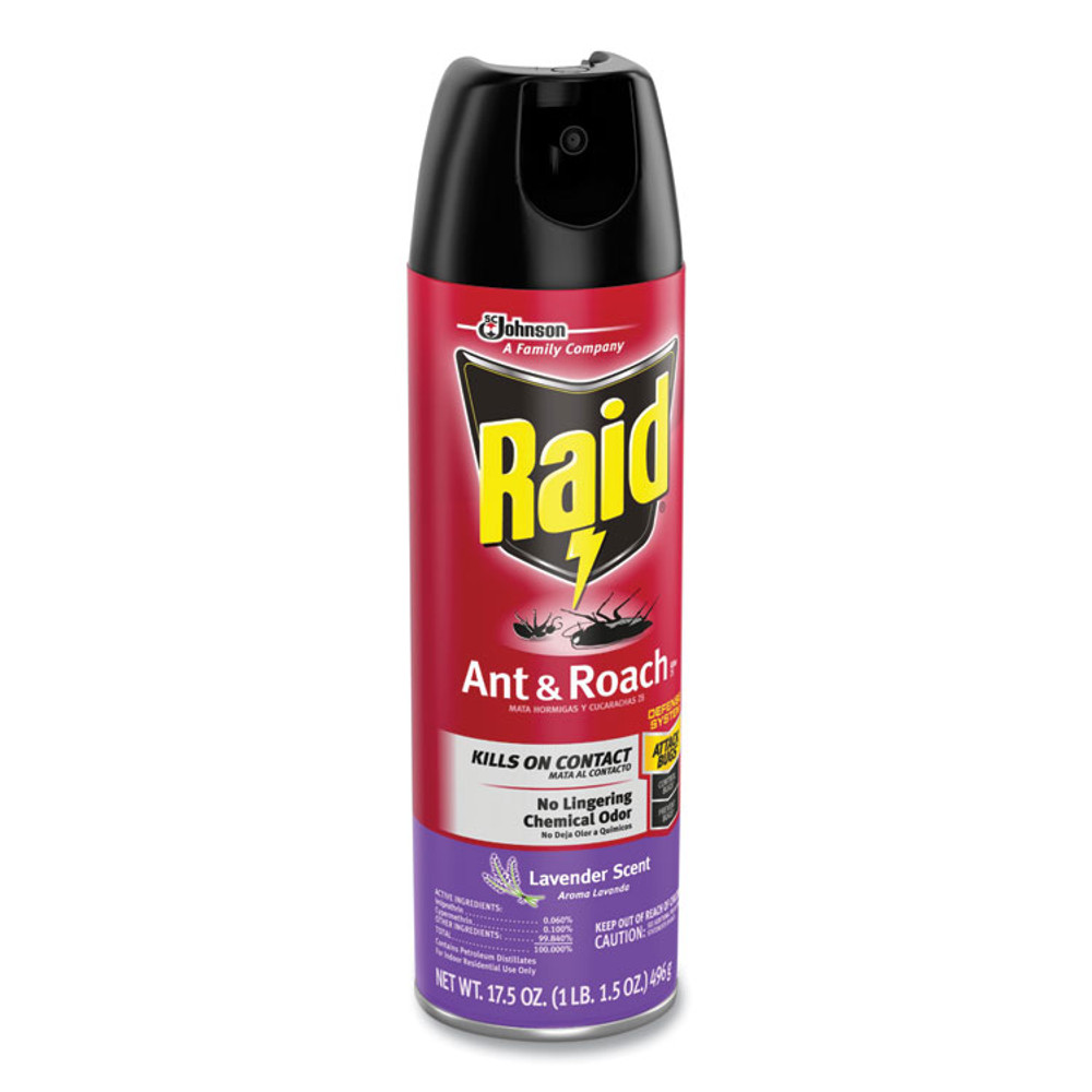 SC JOHNSON Raid® 386221 Ant and Roach Killer, 17.5 oz Aerosol Spray, Lavender, 12/Carton