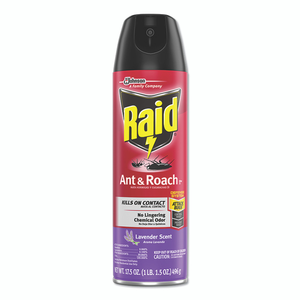 SC JOHNSON Raid® 386221 Ant and Roach Killer, 17.5 oz Aerosol Spray, Lavender, 12/Carton