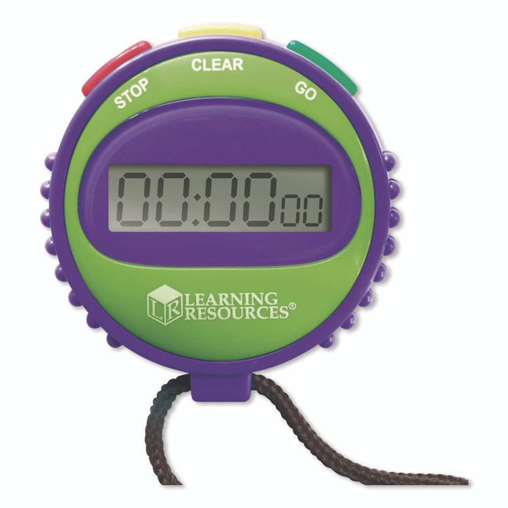 LEARNING RESOURCES LER0808 Simple Stopwatch, Accurate to 1/100 Second, Blue Stopwatch, Black Lanyard