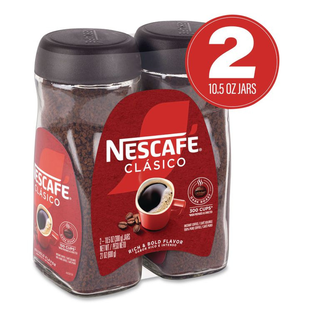 NESTLE Nescafé® 22002635 Clasico Dark Roast Instant Coffee, 21 oz Jar, 2/Carton