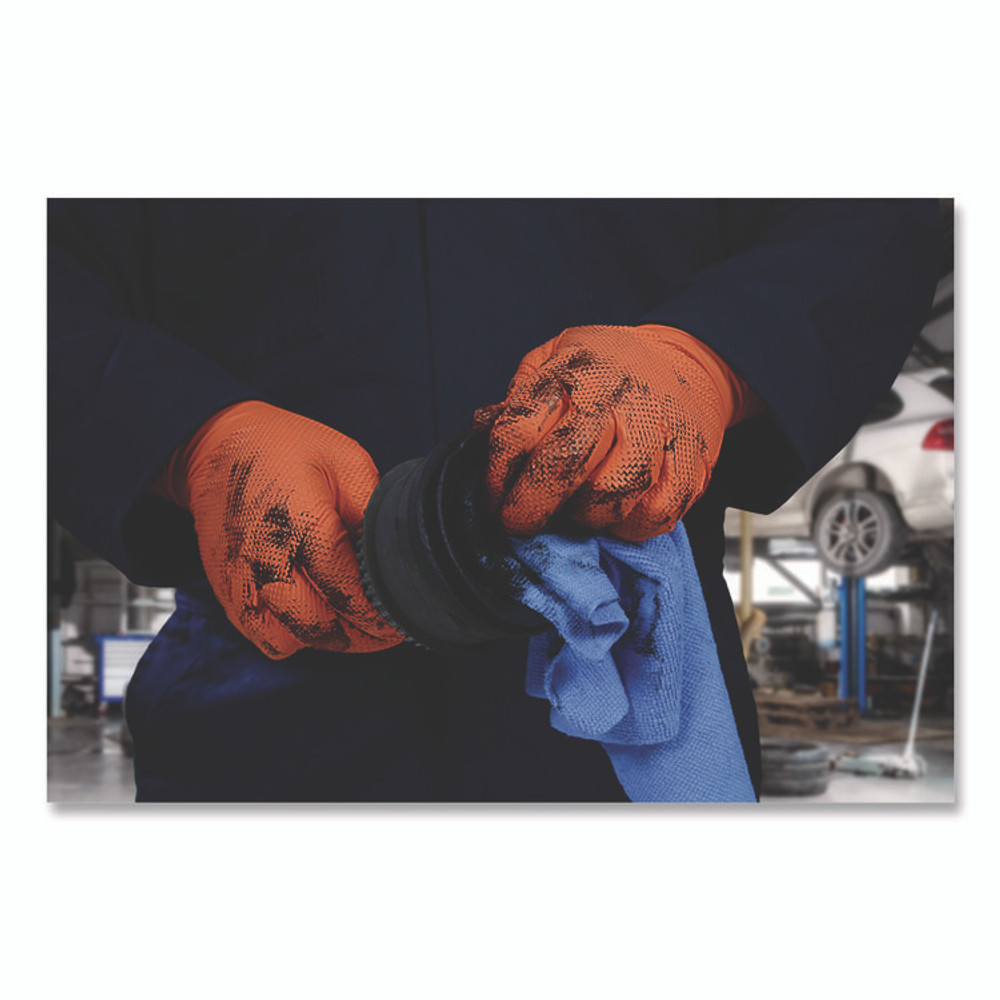 AMMEX CORPORATION GloveWorks® by GWUOFN46050 Ultra Industrial Flock-Lined Nitrile Disposable Gloves, Large, 8 mil Thick, 9.06" Long, Orange, 50/Box, 10 Boxes/Carton