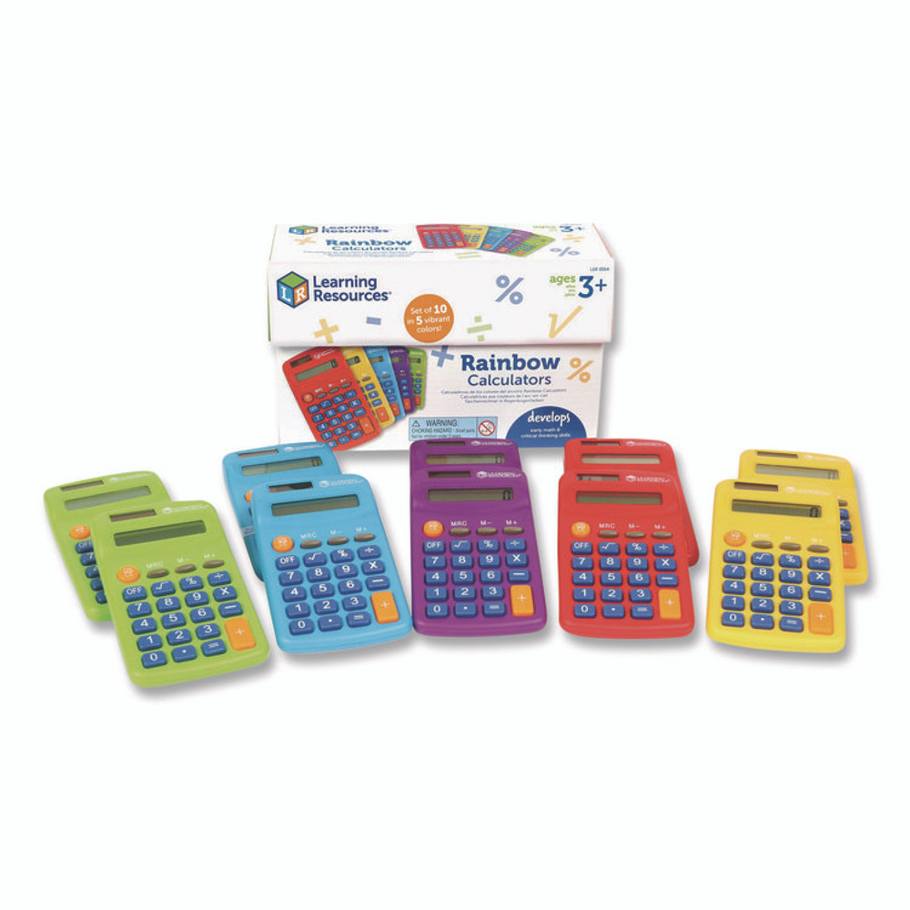 LEARNING RESOURCES LER0014 Rainbow Calculators, 8-Digit, LCD, 10 Calculators