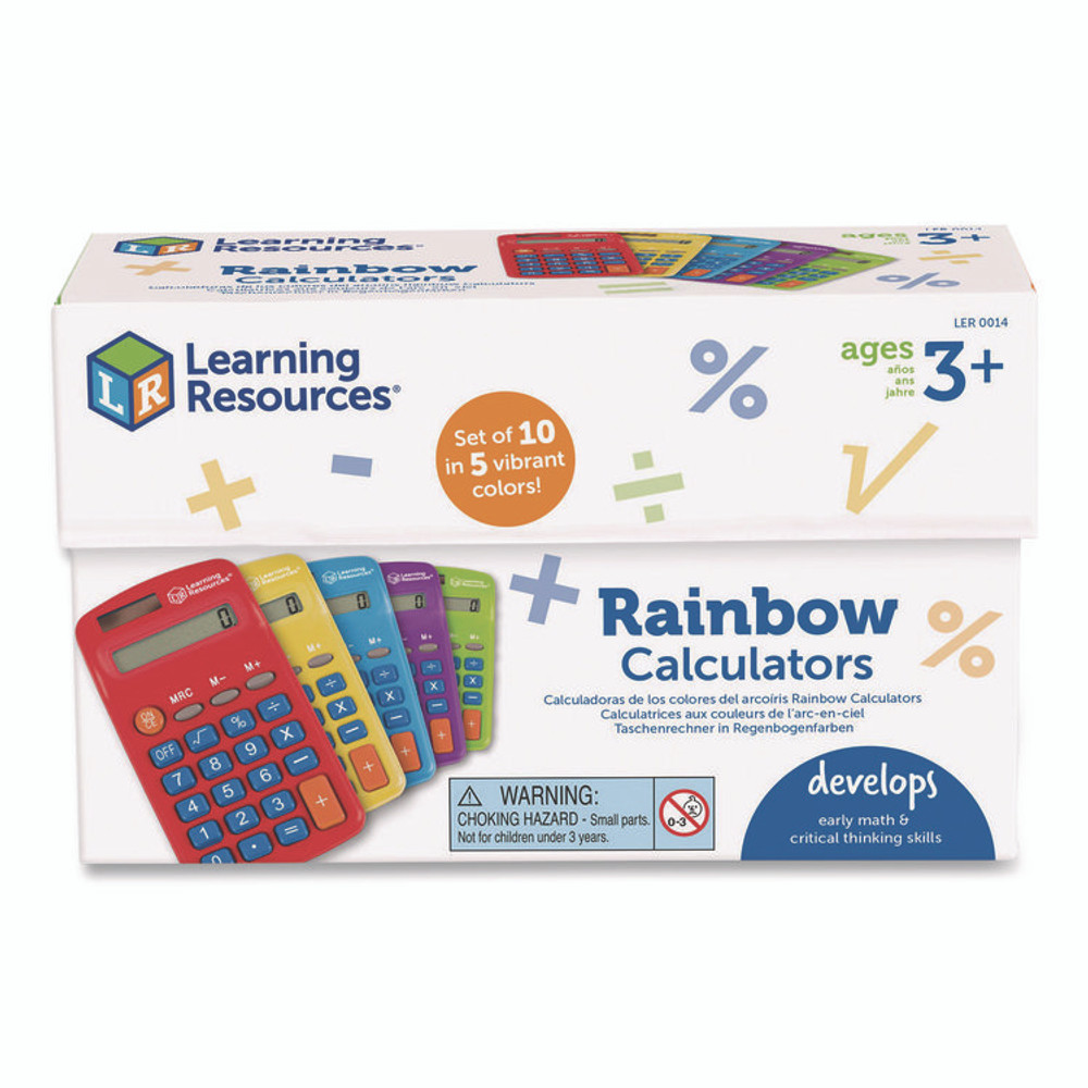 LEARNING RESOURCES LER0014 Rainbow Calculators, 8-Digit, LCD, 10 Calculators