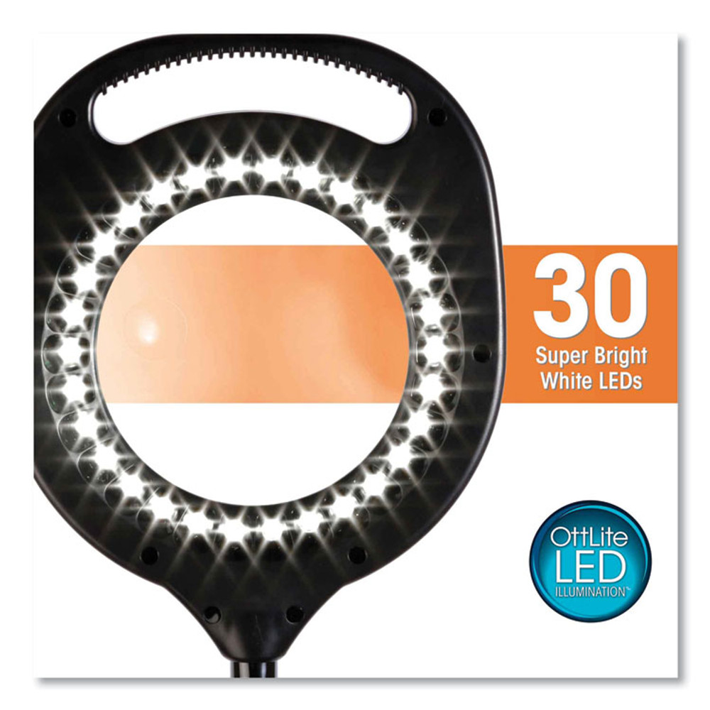 OTTLITE TECHNOLOGIES, INC 438PN9 2-in-1 LED Magnifier Floor and Table Light, 39.5" High, Black