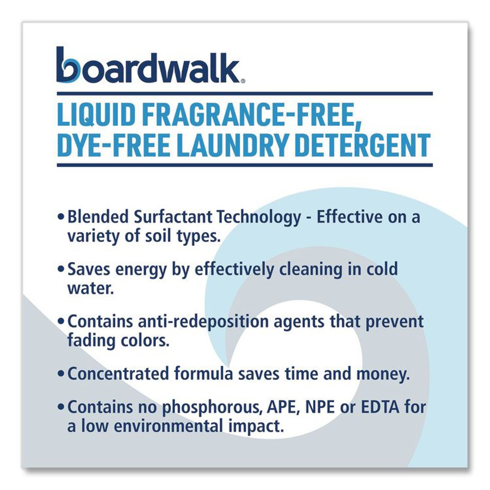 BOARDWALK 4850 Liquid Fragrance-Free, Dye-Free Laundry Detergent, Unscented, 1 gal Bottle, 4/Carton