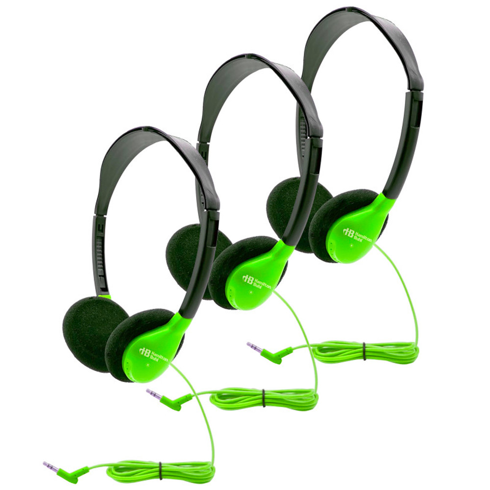 HAMILTON ELECTRONICS VCOM HamiltonBuhl® Personal On-Ear Stereo Headphone, Green, Pack of 3 HAMILTON ELECTRONICS VCOM HamiltonBuhl® Personal On-Ear Stereo Headphone, Green, Pack of 3