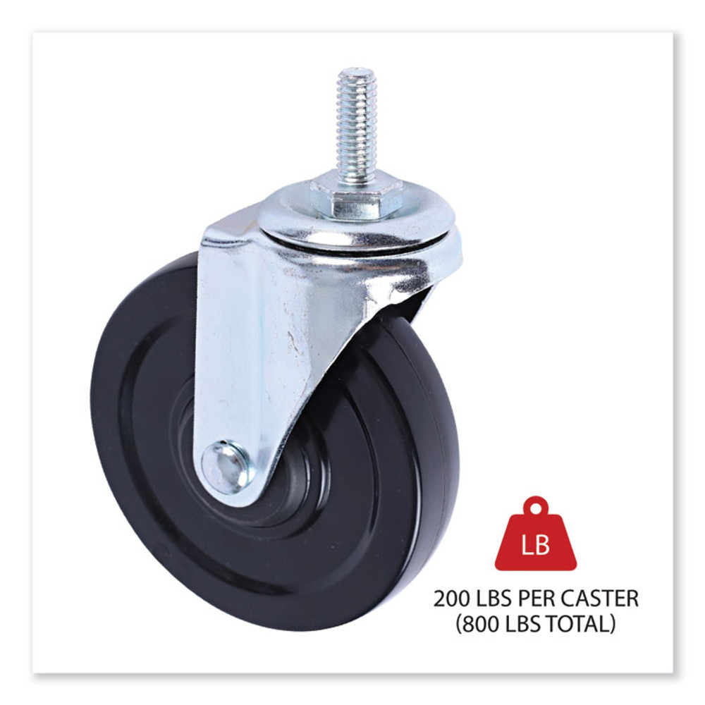 ALERA SW690004 Optional Casters for Wire Shelving, Grip Ring Type K Stem, 4" Wheel, Black/Silver, 4/Set (2 Locking)