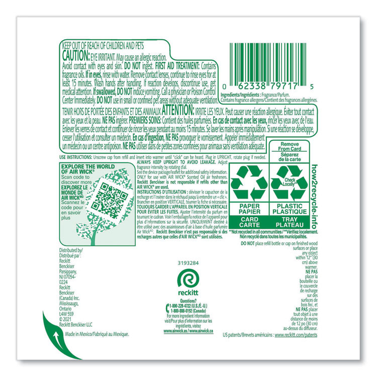 RECKITT BENCKISER Air Wick® 79717PK Scented Oil Refill, Fresh Waters, 0.67 oz, 2/Pack