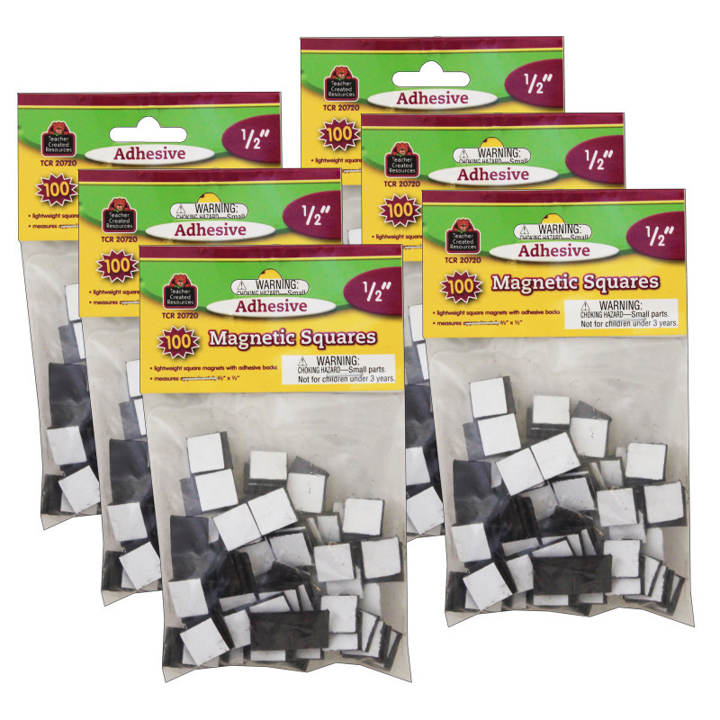 TEACHER CREATED RESOURCES Teacher Created Resources® Adhesive Magnetic Squares, 100 Per Pack, 6 Packs