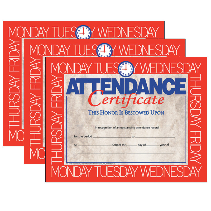 FLIPSIDE Hayes Publishing Attendance Certificate, 8.5" x 11", 30 Per Pack, 3 Packs