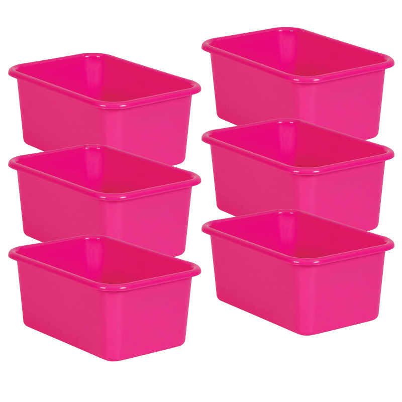 TEACHER CREATED RESOURCES Teacher Created Resources® Pink Small Plastic Storage Bin, Pack of 6