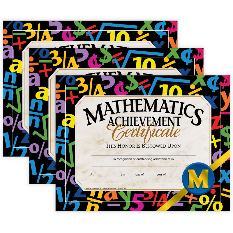FLIPSIDE Hayes Publishing Mathematics Achievement Certificate, 30 Per Pack, 3 Packs